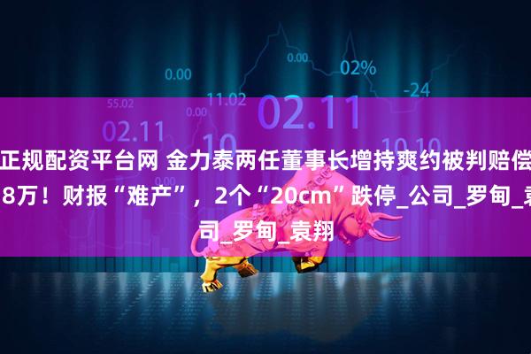 正规配资平台网 金力泰两任董事长增持爽约被判赔偿超78万！财报“难产”，2个“20cm”跌停_公司_罗甸_袁翔