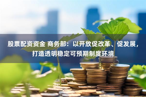 股票配资资金 商务部：以开放促改革、促发展，打造透明稳定可预期制度环境